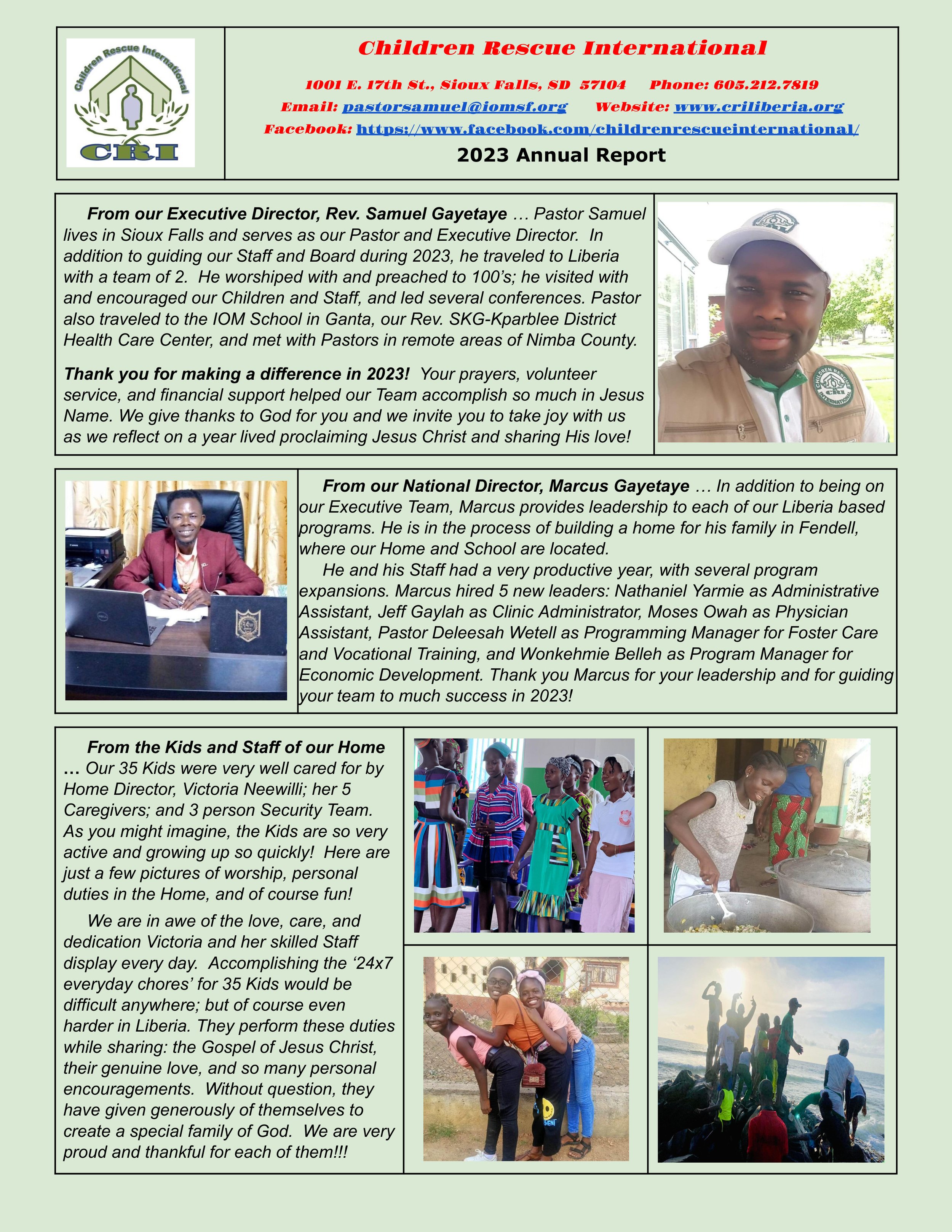 2023 Annual Report - Please click here to read.
