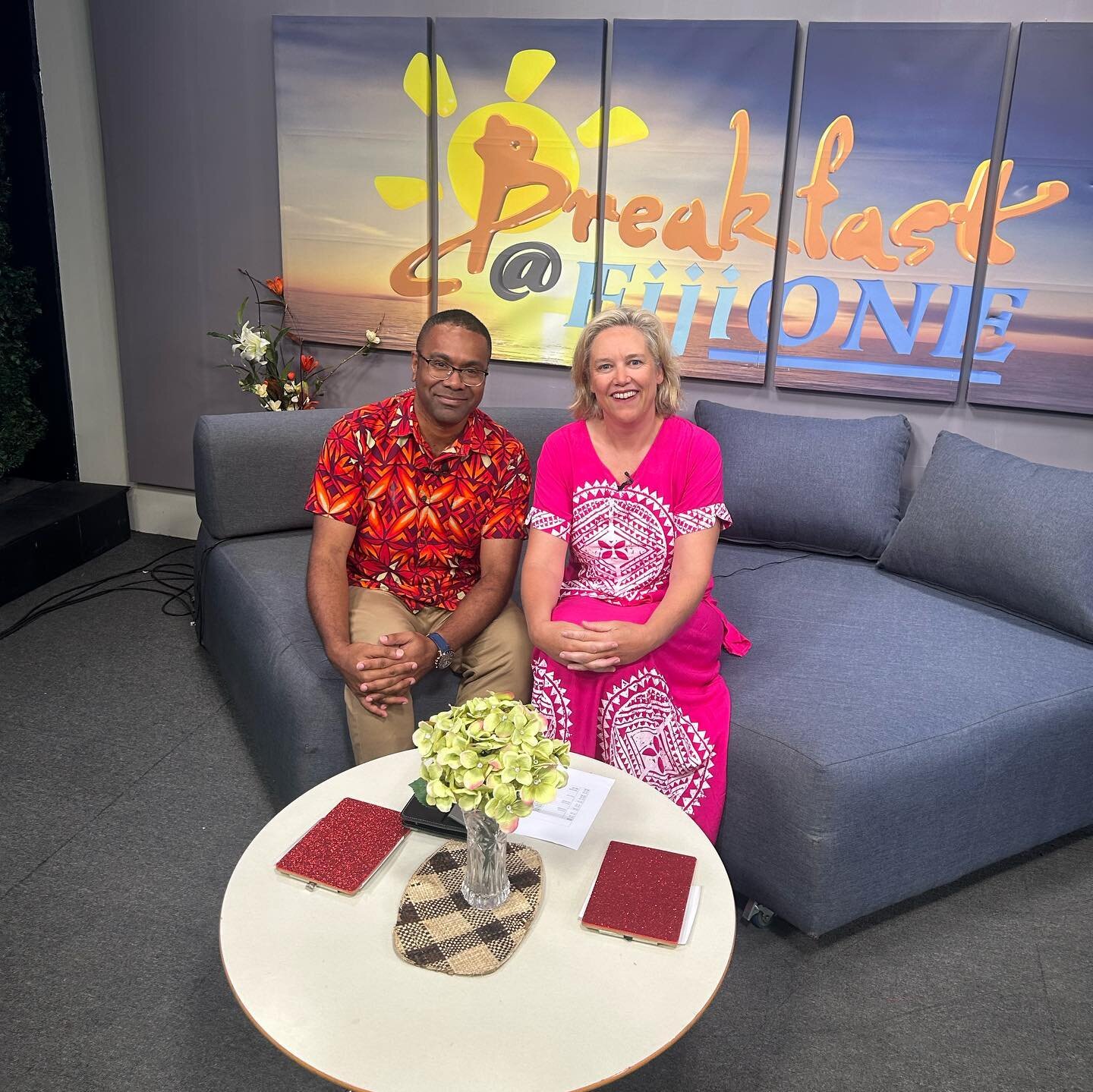It was an enjoyable, last minute addition to the trip to be on FijiTV at breakfast time. TV is fun! It&rsquo;s basically just talking so it&rsquo;s fine. 

Fiona answered the host&rsquo;s questions and spoke about the charity and Fijian culture. 

Vi