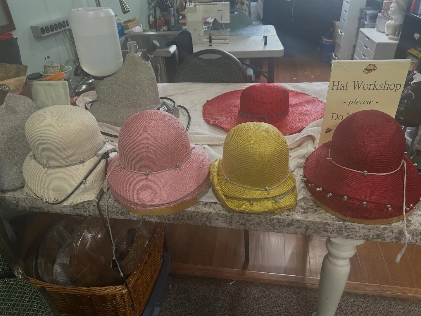 Yes, I have two bustle hats, three fedoras and two large sinamey hats to finish but I just felt like blocking hats today. 4 1920&rsquo;s, and the first part of 4 Regency bonnets and 4 bustle tall hats along with one Gibson girl hat. Also, so excited 