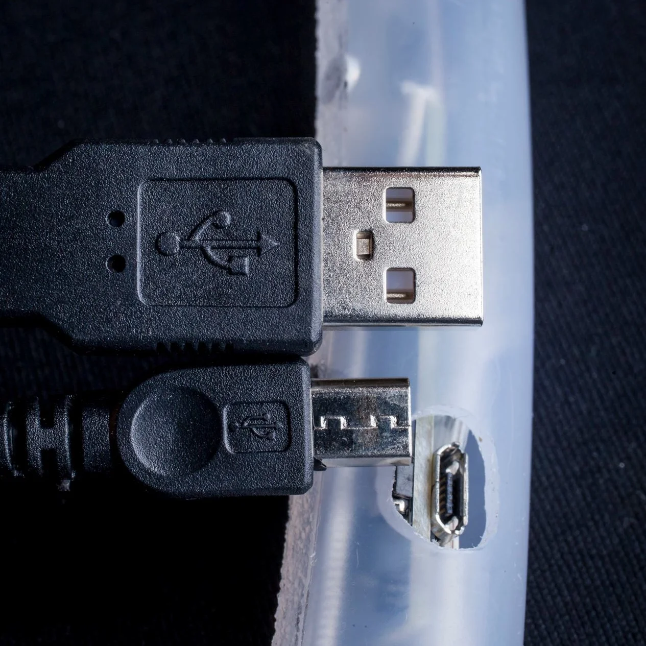 Recessed button and USB charge port