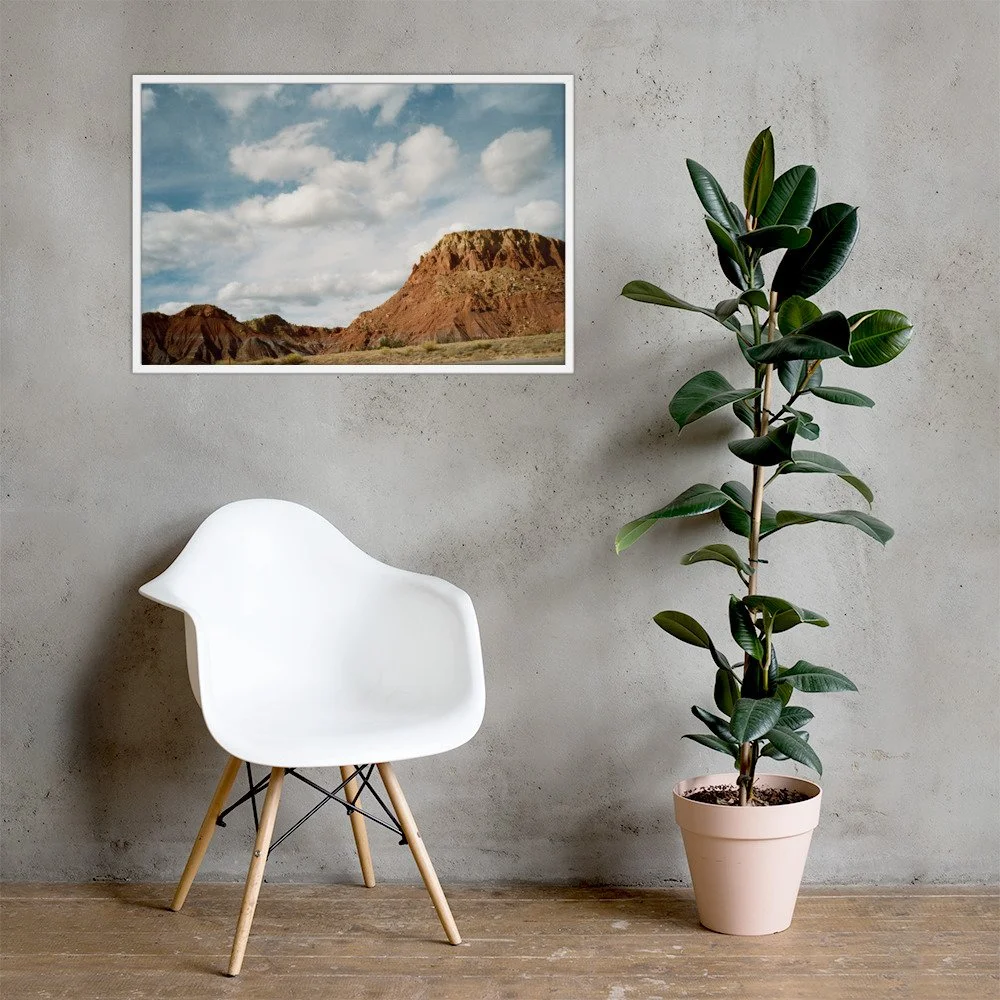RED COUNTRY / 007 framed red mesas photograph by Nathon Ruehl in a concrete-wall interior