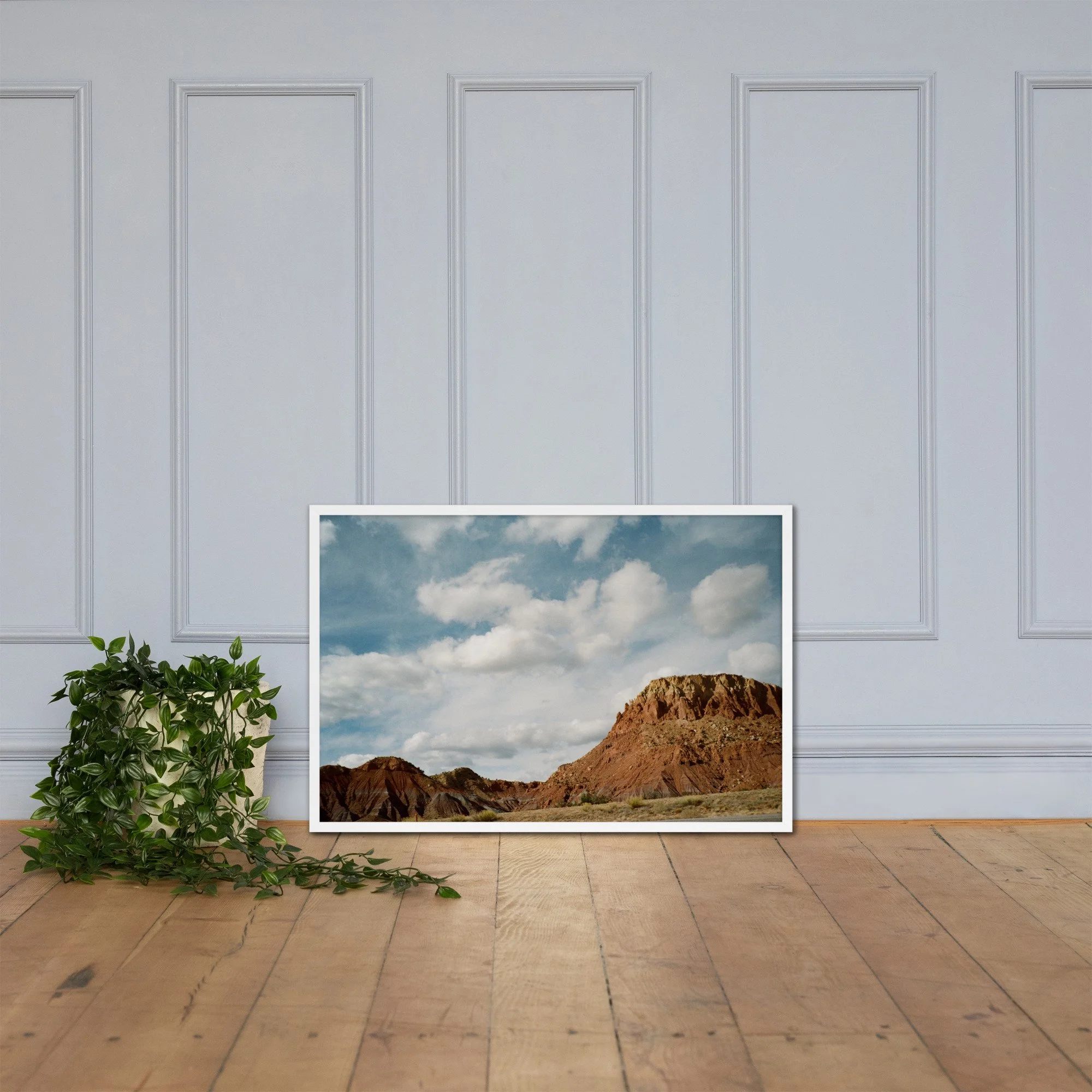 RED COUNTRY / 007 framed red mesas photograph by Nathon Ruehl on a white molding wall