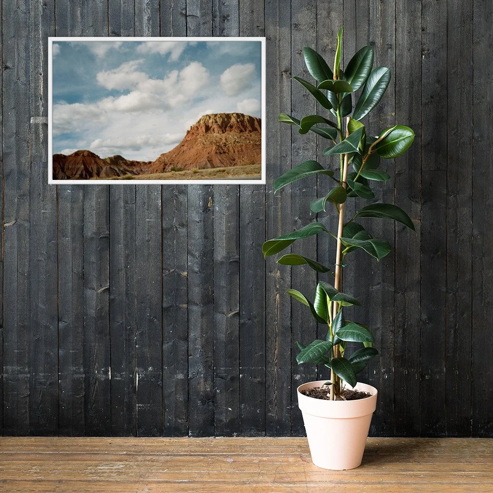 RED COUNTRY / 007 framed red mesas photograph by Nathon Ruehl on a dark wood wall