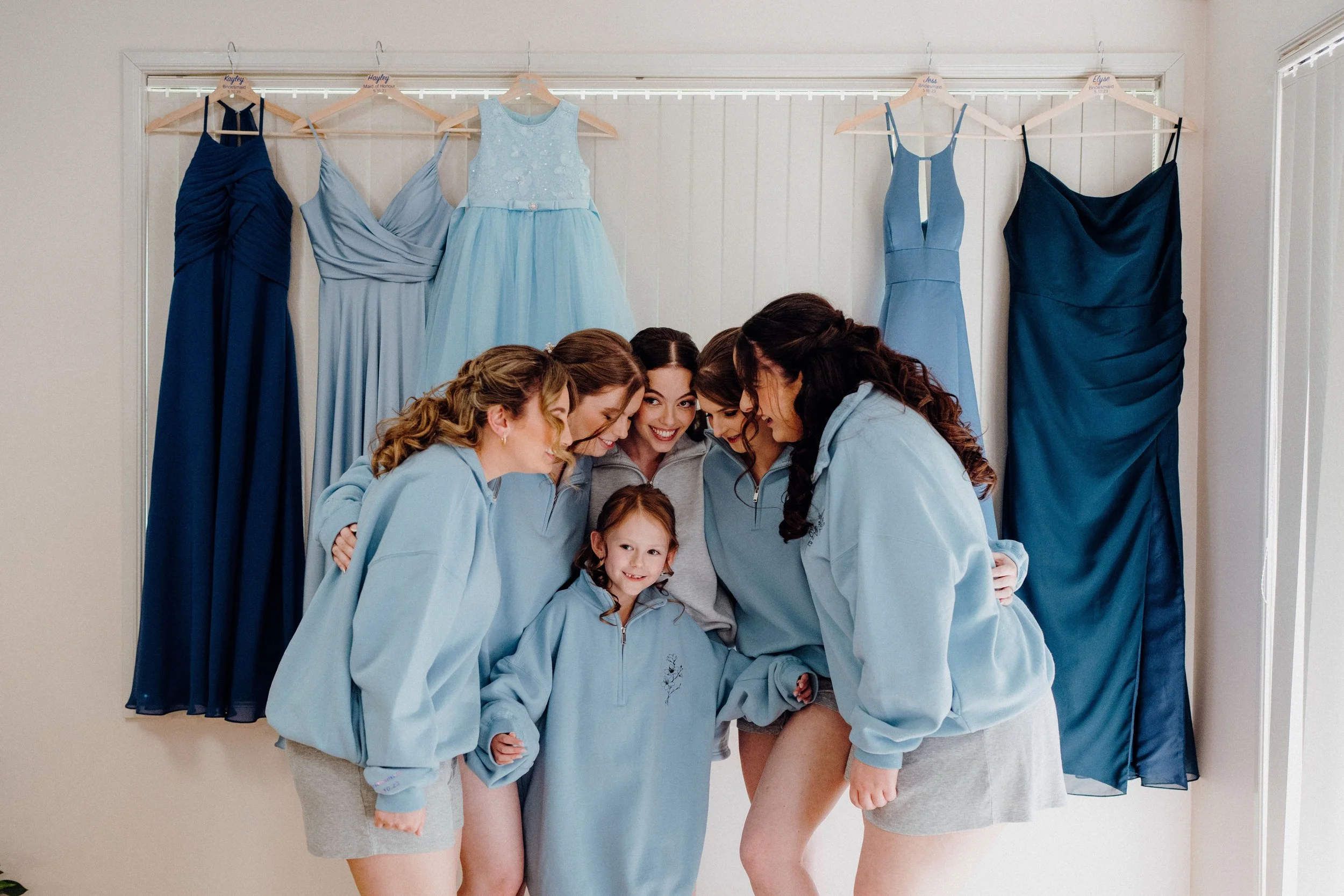 Bride and bridesmaid hair
