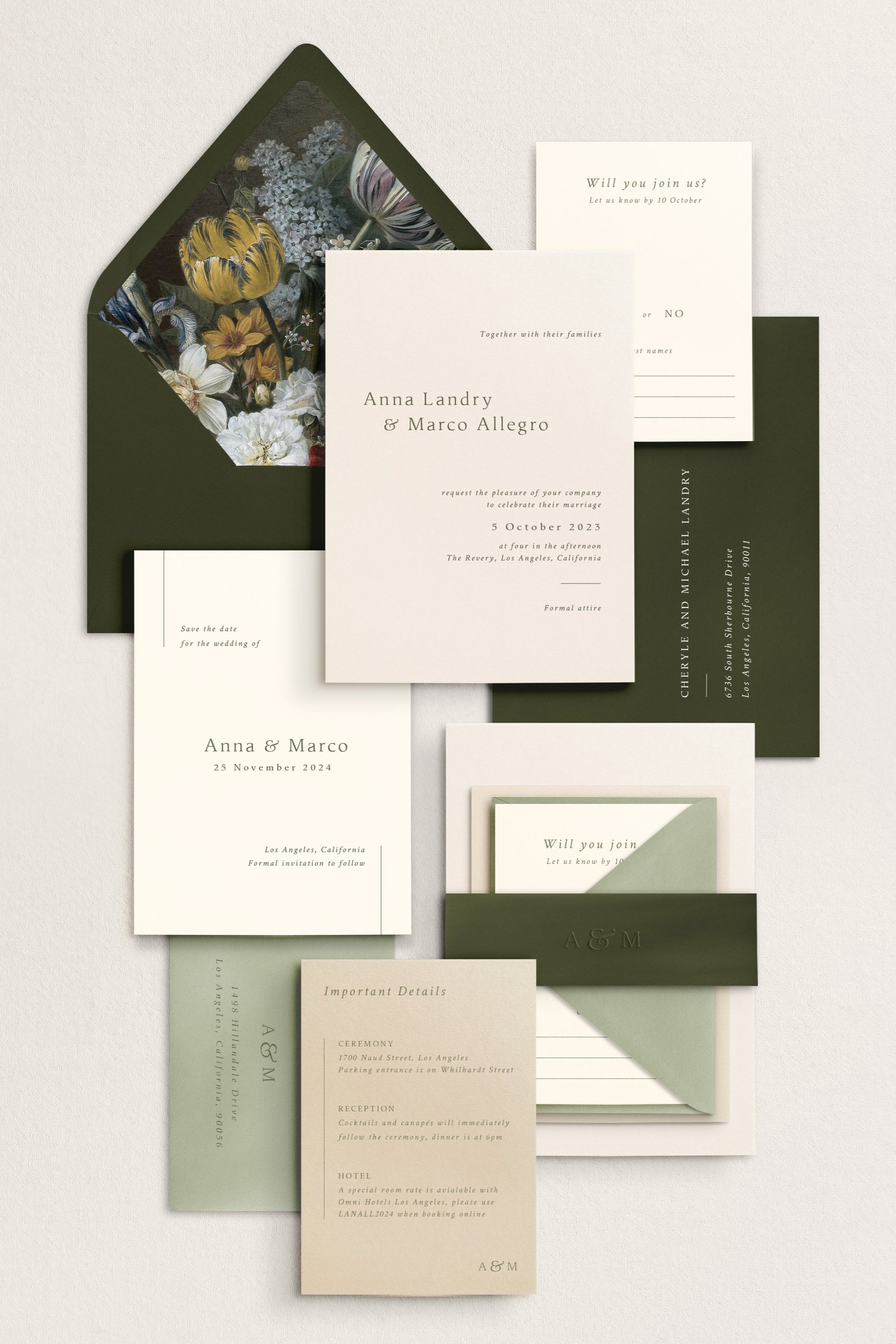 Lane semi-custom wedding invitation suite