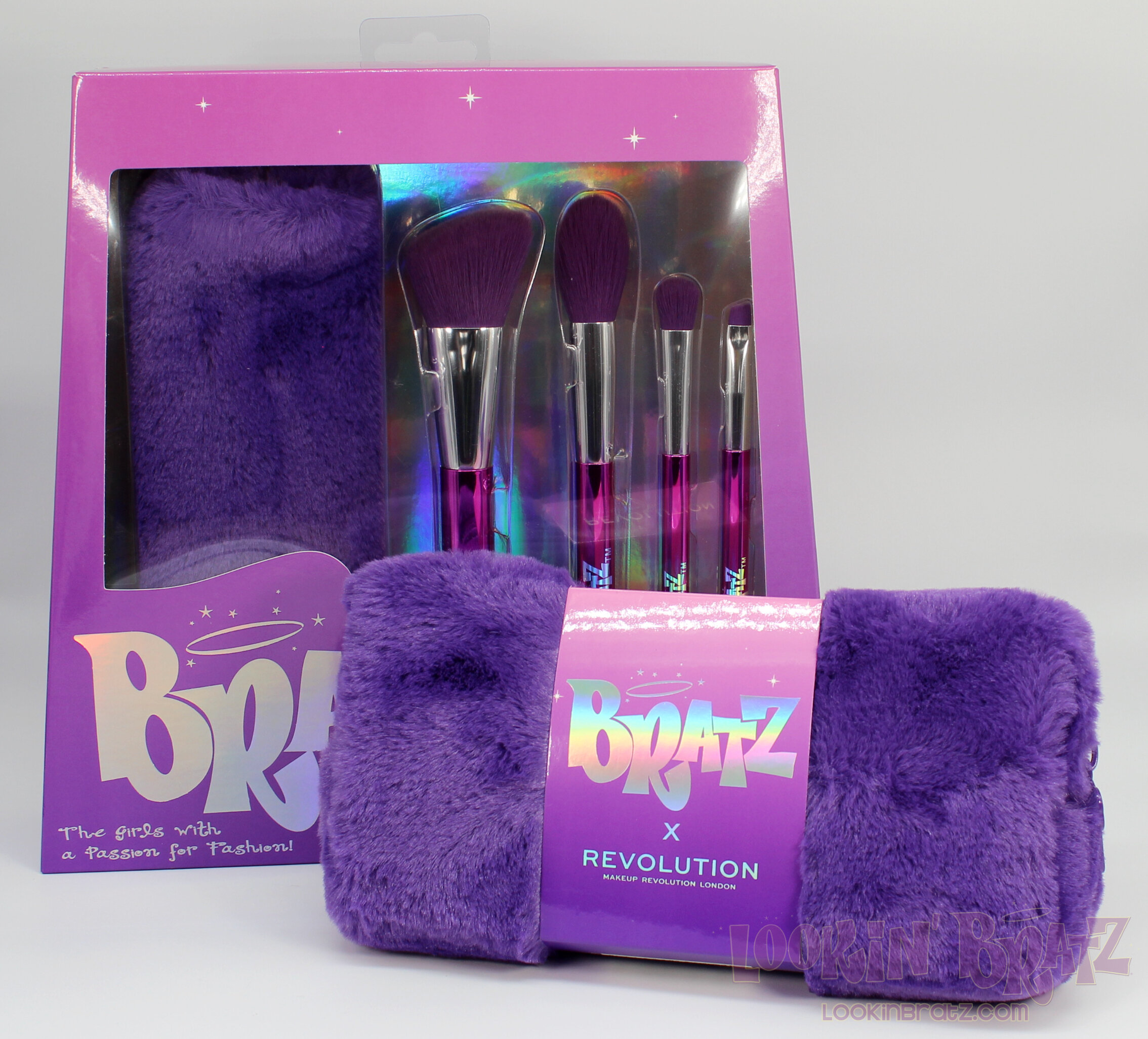 Bratz x Revolution Makeup Brush Set and Makeup Bag Packaging