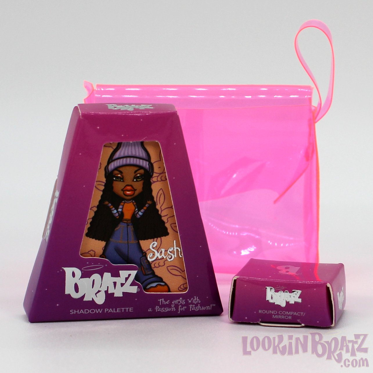 Mini Bratz Cosmetics First Edition Sasha Shadow Palette and Round Compact Mirror (Packaging)