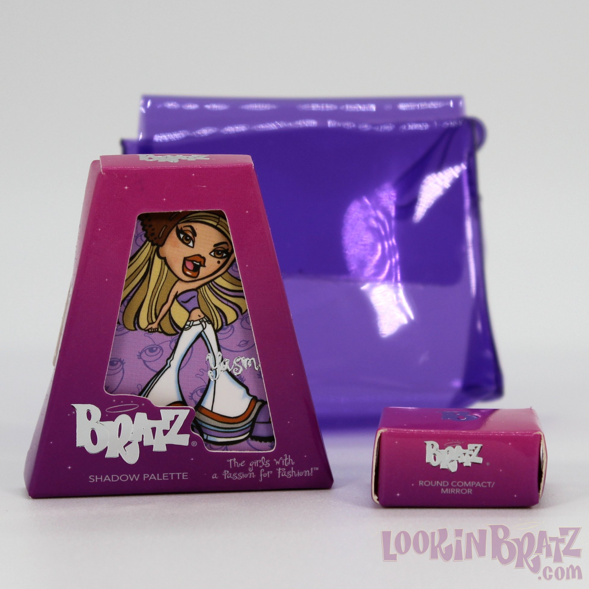 Mini Bratz Cosmetics First Edition Yasmin Shadow Palette and Round Compact Mirror (Packaging)