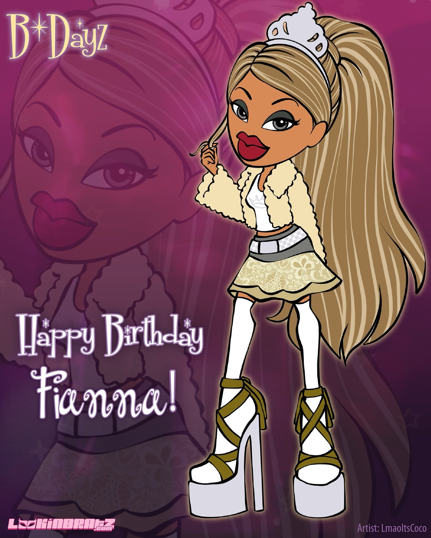 Happy Birthday Fianna! 🦋

Fianna, aka &ldquo;Fragrance&rdquo;, celebrates her birthday on June 12, according to her Big Babyz Style Certificate in 2005! Fianna is one of the original secondary Bratz Pack characters, debuting in the second edition of