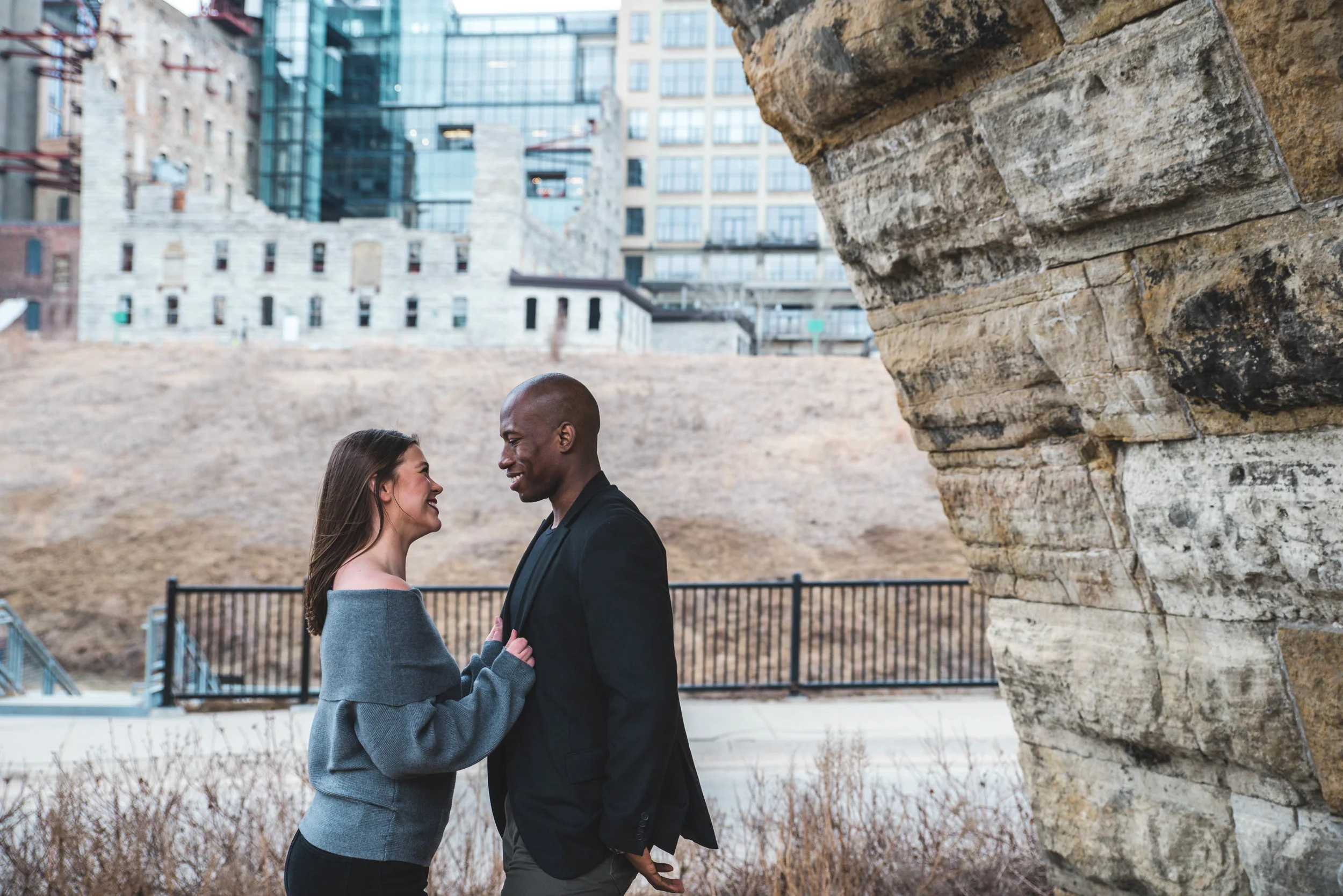 Stone arch bridge engagement session