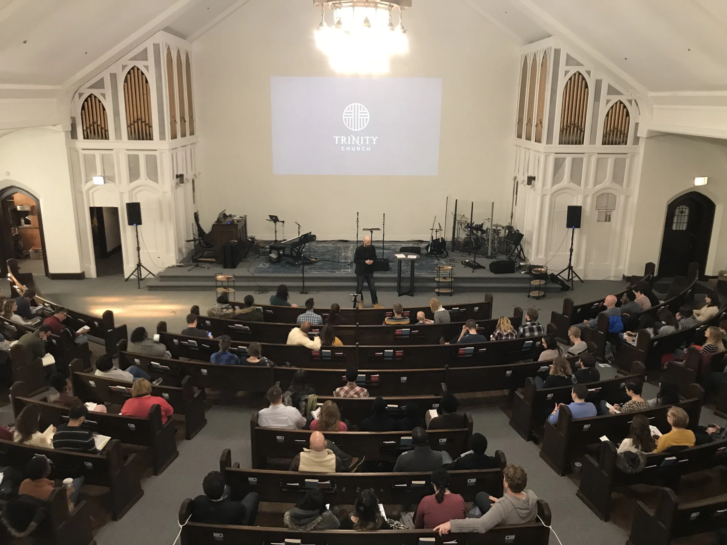 A Sunday morning meeting at Trinity Church