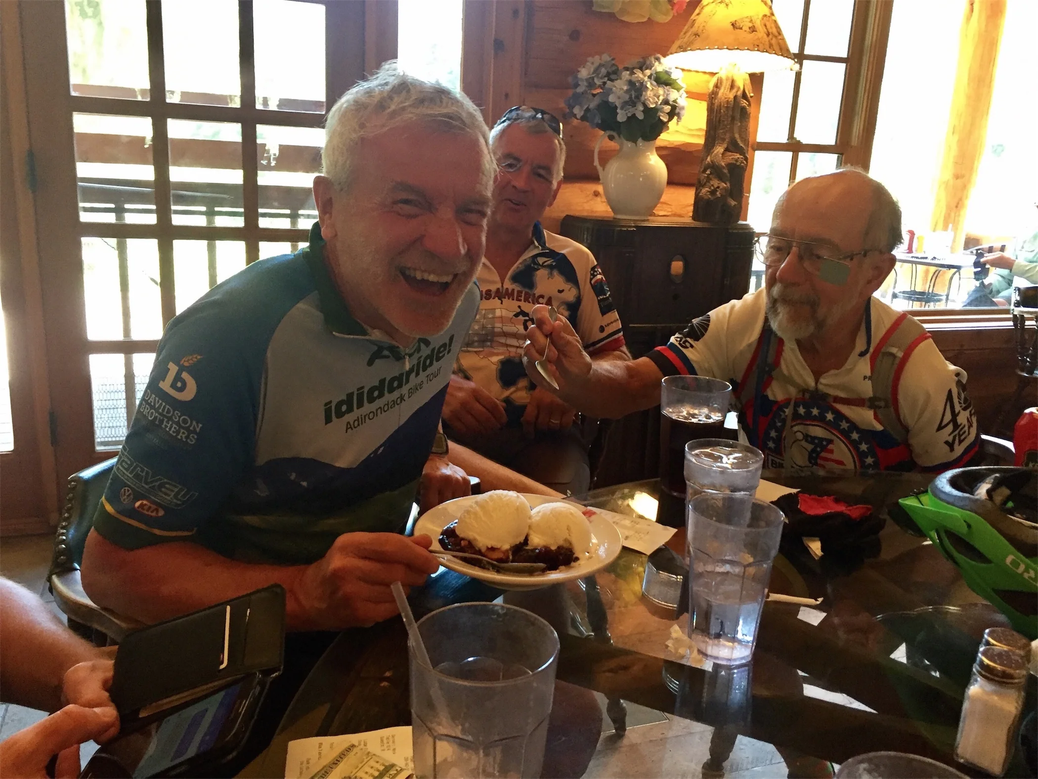 Lew ordered a cobbler which was massive, and we all laughed when Bill tried to grab some ice cream.