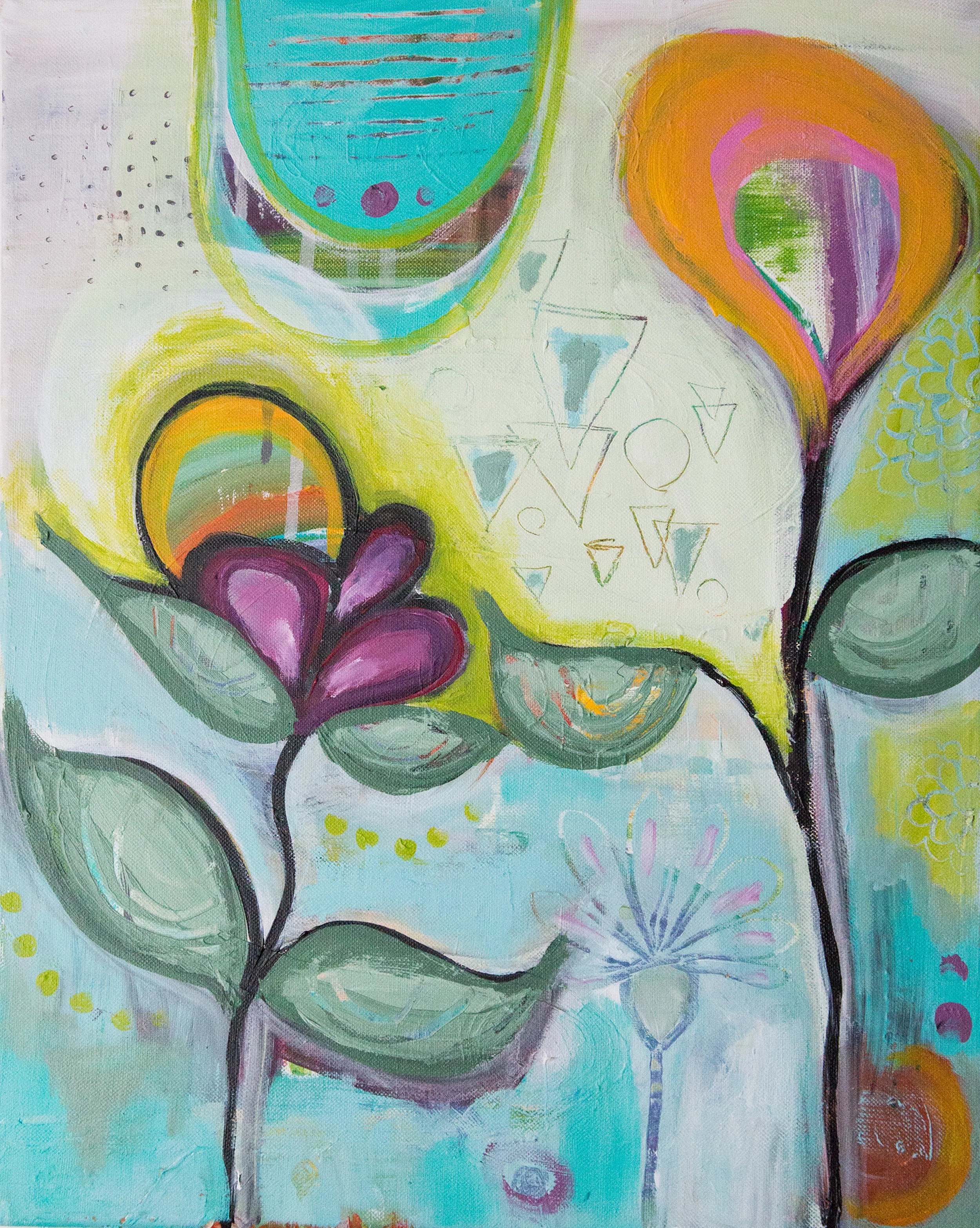 "Spirit Flowers" acrylic on canvas 16" x 20"