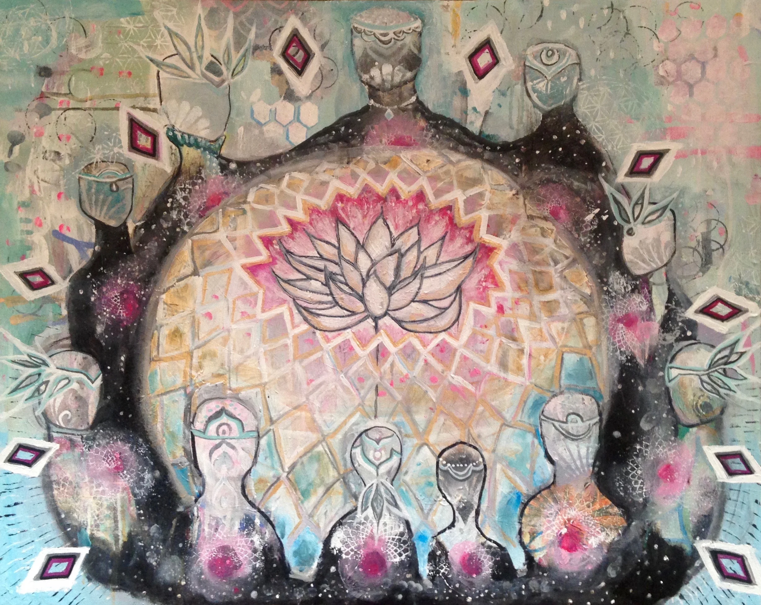 "Cosmic Campfire" 24" x 30" acrylic on canvas