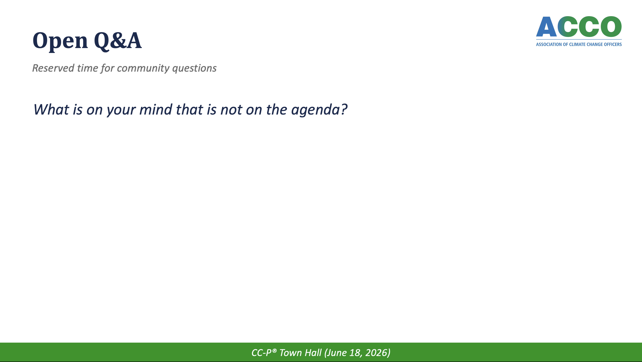 CC-P Town Hall Part 3 — Live Q&A