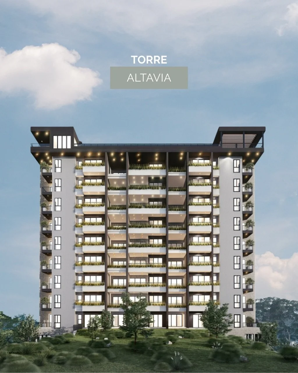 Torre Altavia nace de aprovechar la elevaci&oacute;n natural del terreno para emplazar un edificio con vistas de 360&deg;. 
Modernidad, confort y sostenibilidad se integran en un entorno rodeado de naturaleza, dise&ntilde;ado para inspirar bienestar.