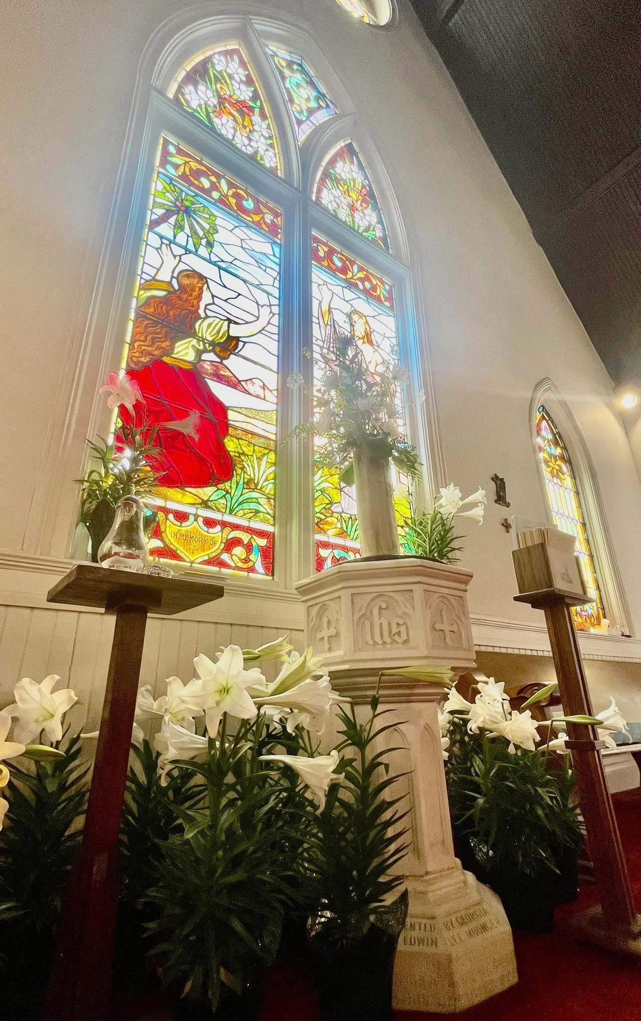 Nativity Sanctuary Stained Glass and Font.jpg