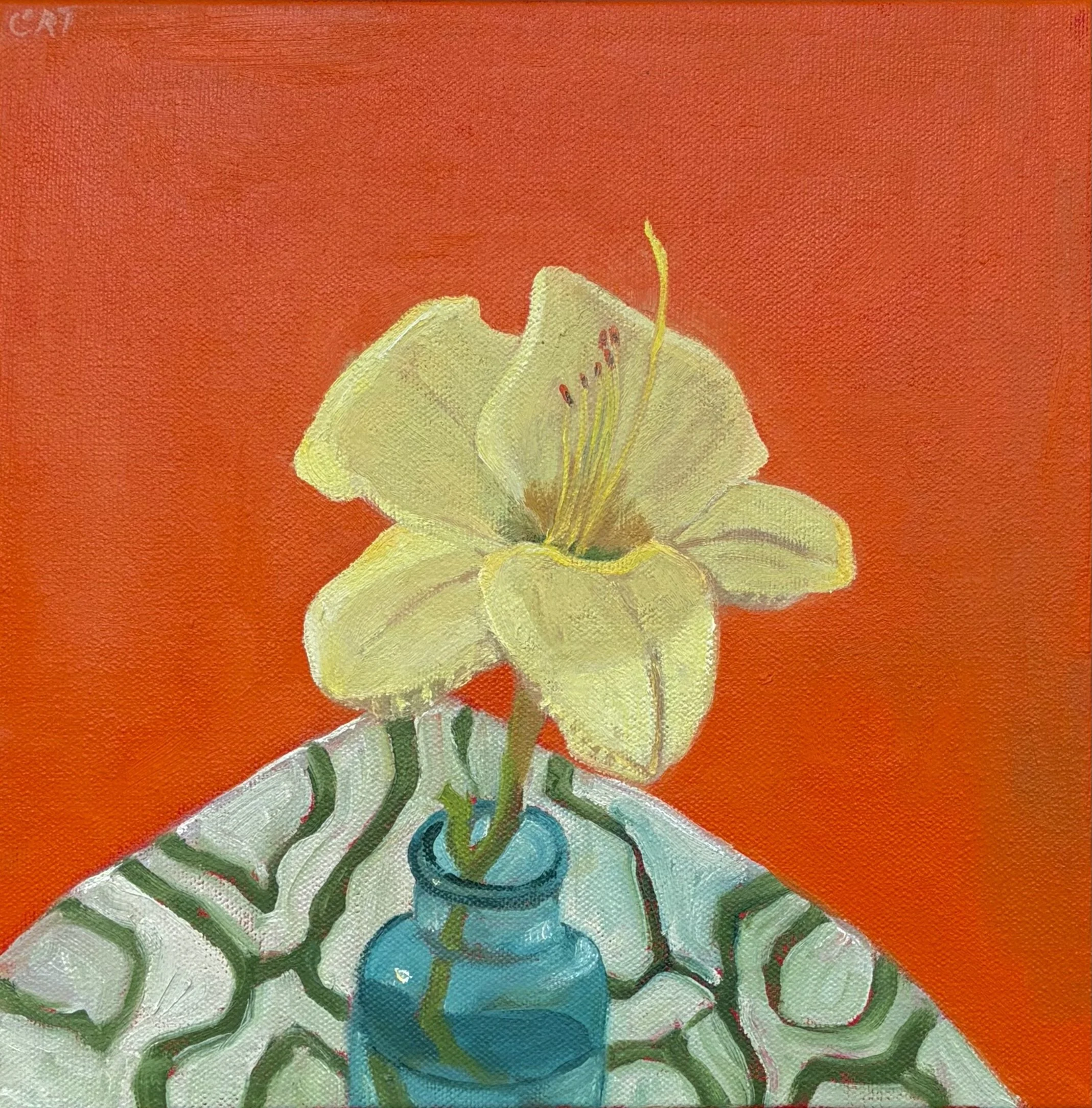 Carol-Thompson-Painting-Yellow-Lily-in-Orange-Space.jpeg