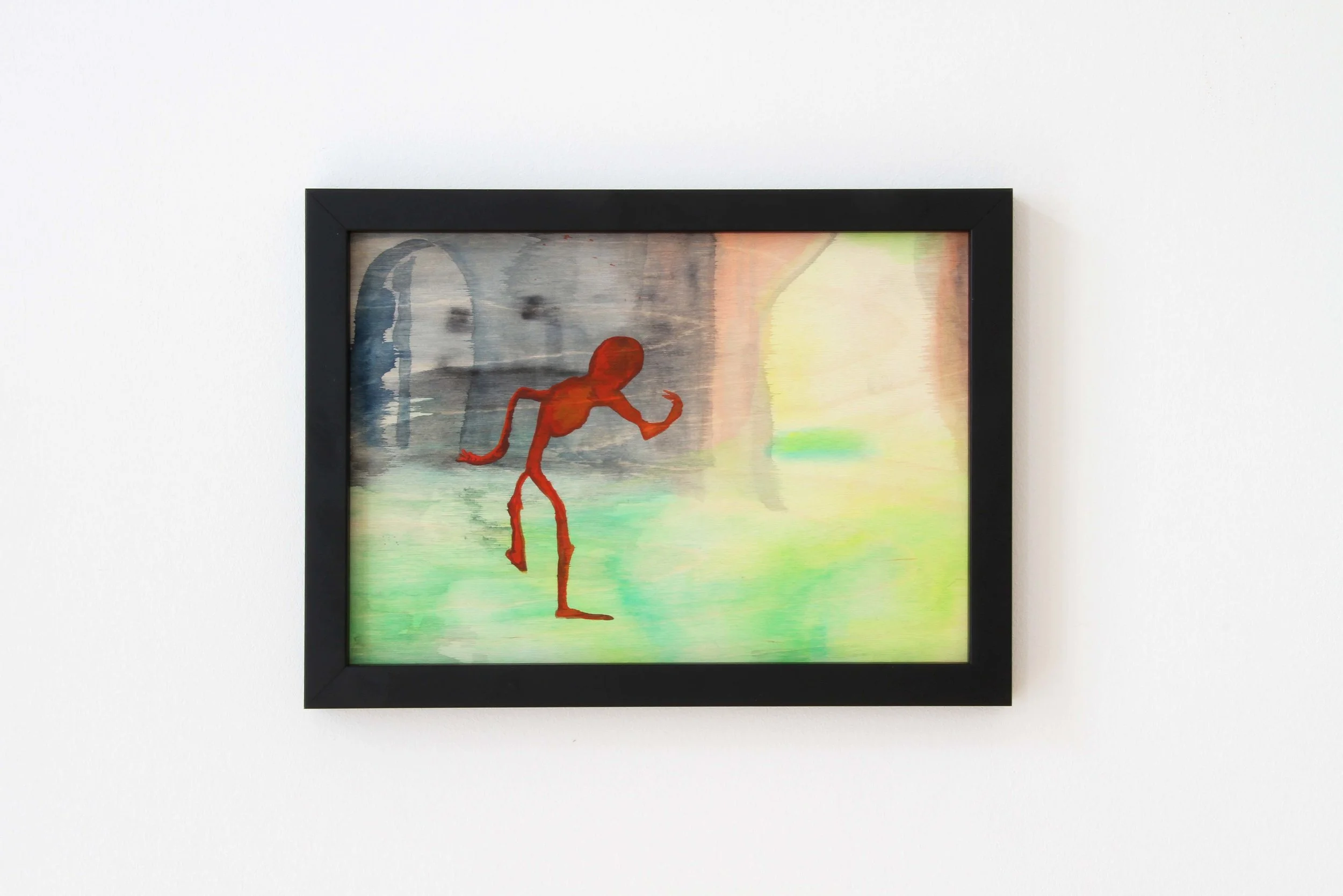 Ohne Titel (Danzig), 2018 Gouache on wood 21 x 29.7 cm