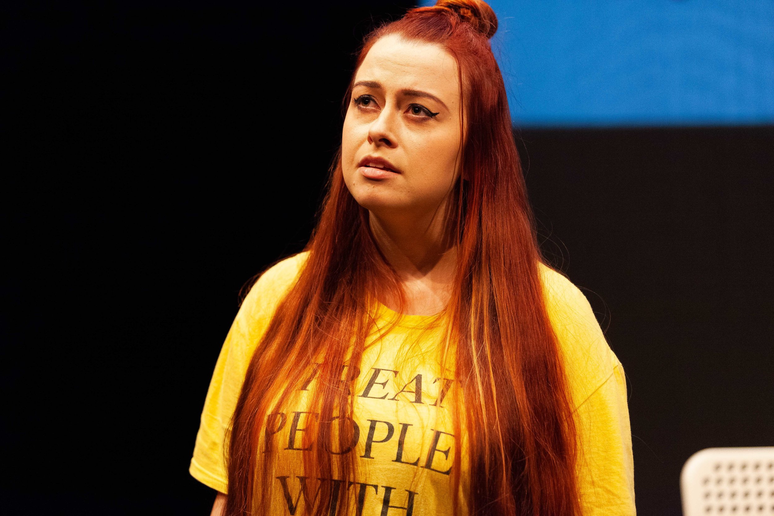 Madeleine Little performing in Hold (April 2019) at the Roundhouse Theatre.