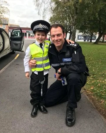 Little Danny with chief inspector marc clothier at Sussex Police