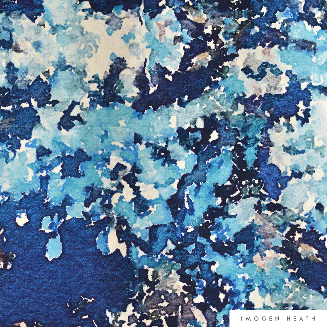 Imogen Heath Interiors Fabric - Sophy Velvet Teal - organic botanical print