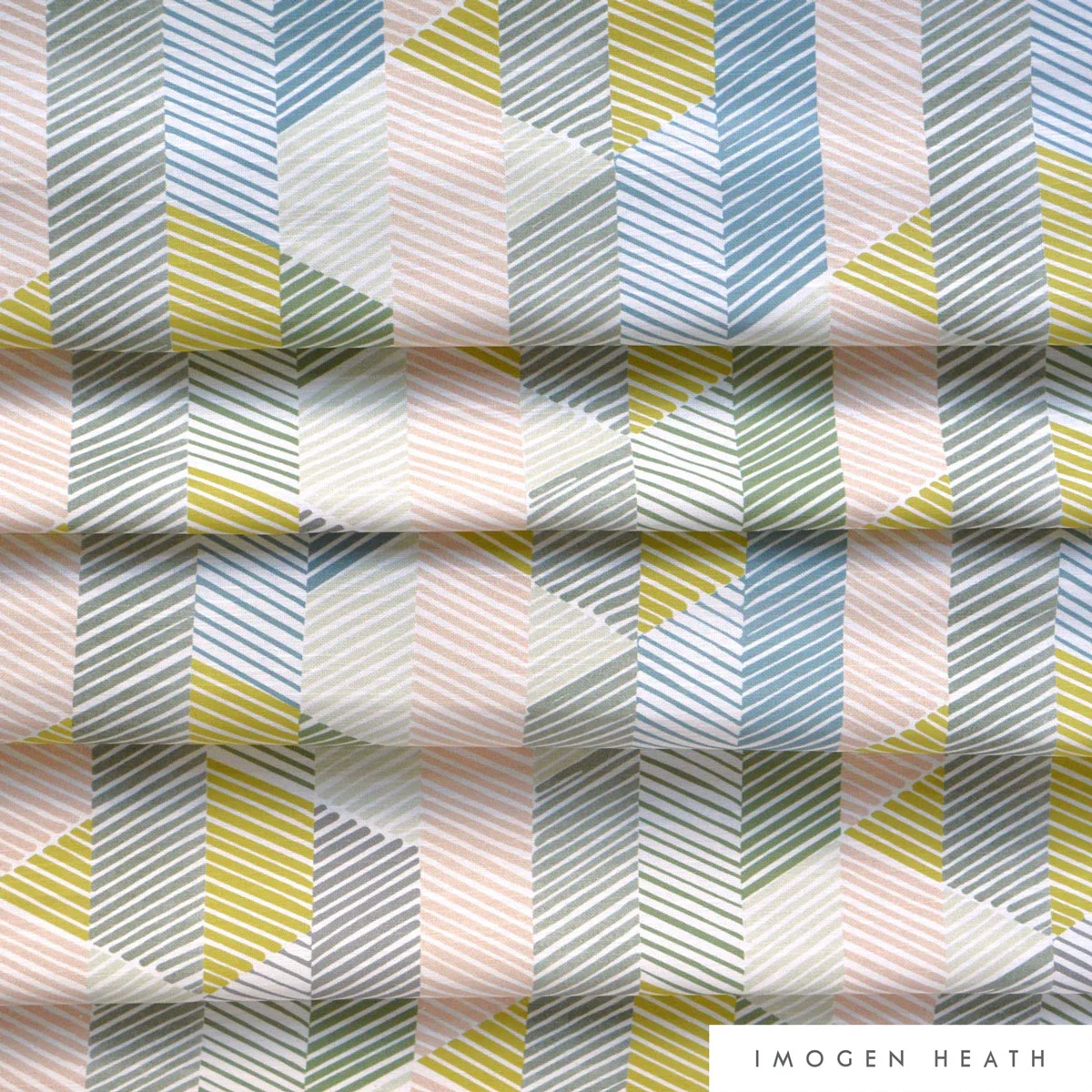 Imogen Heath Interiors Linen Fabric - Allegro in Multi Light for soft furnishings and drapery
