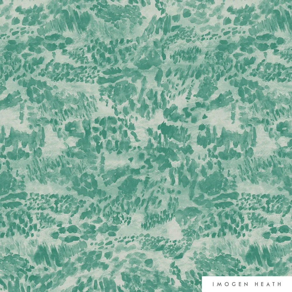 Imogen Heath Interiors Fabric Velvet - Heather in Moss green - organic abstract pattern