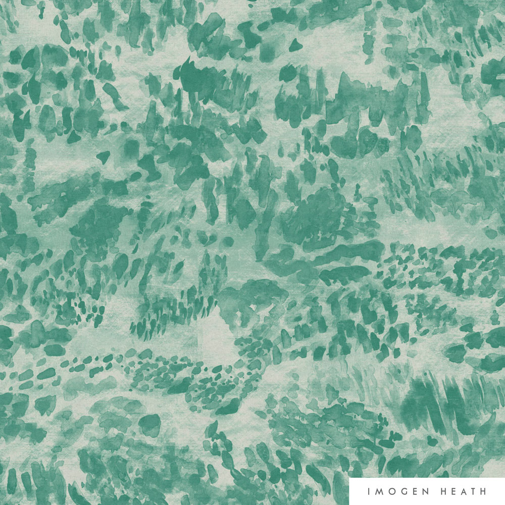 Imogen Heath Interiors Fabric Velvet - Heather in Moss green - organic abstract pattern
