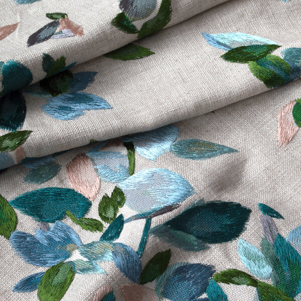 Evergreen Embroidered Fabric — Imogen Heath Interiors