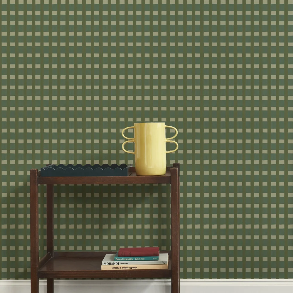 Arty Check Wallpaper - Pistachio — Imogen Heath Interiors