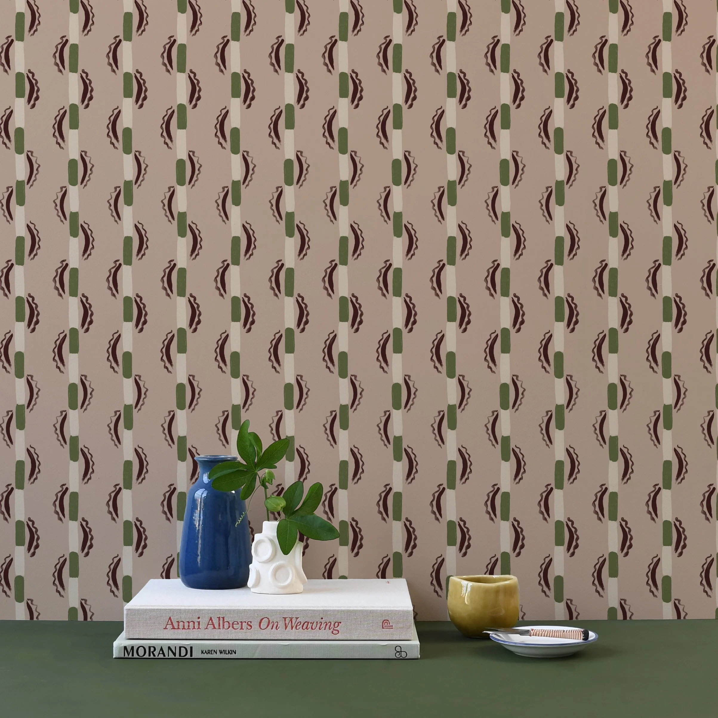 Susie Stripe  Wallpaper - Sedum