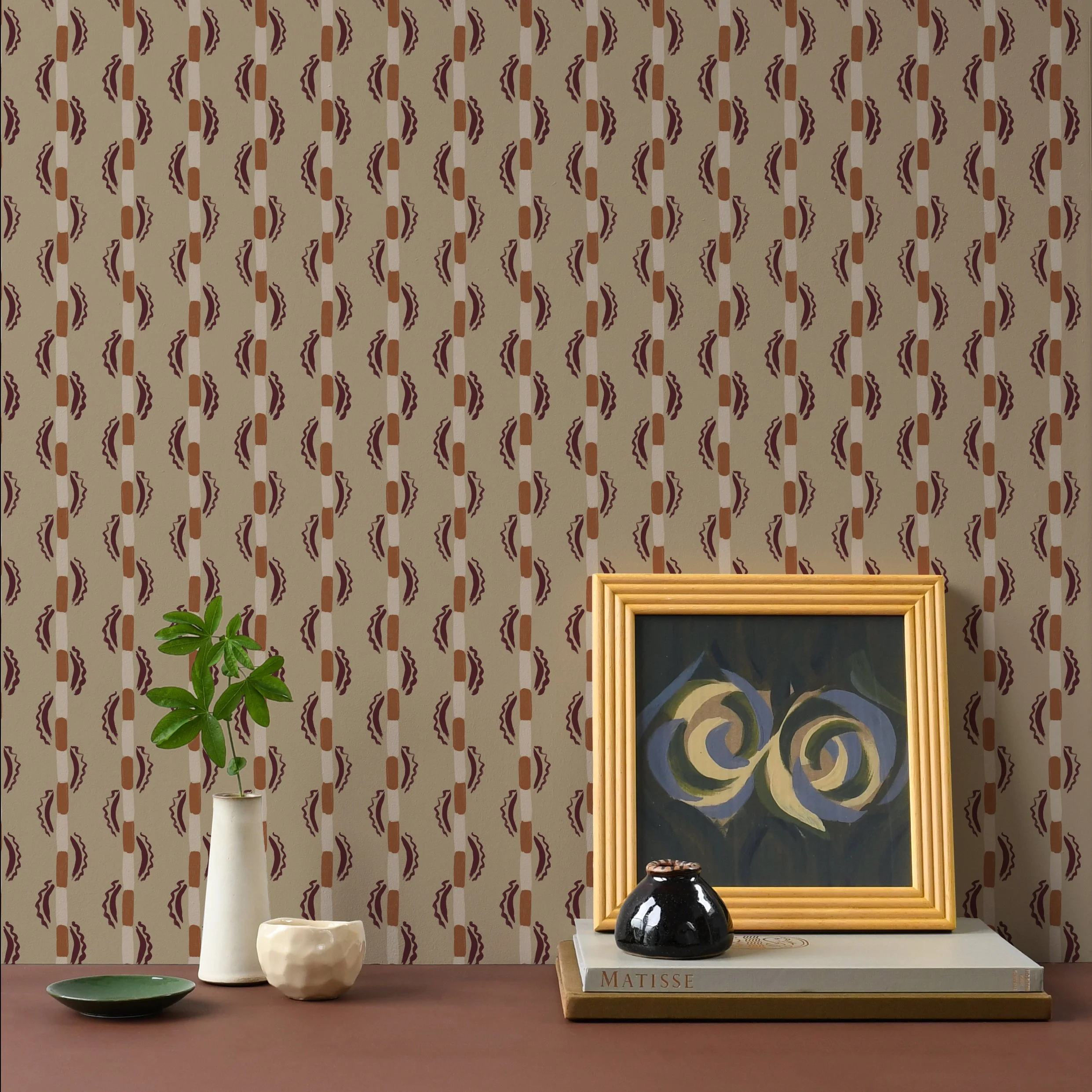 Susie Stripe Hazelnut Imogen Heath Wallpaper