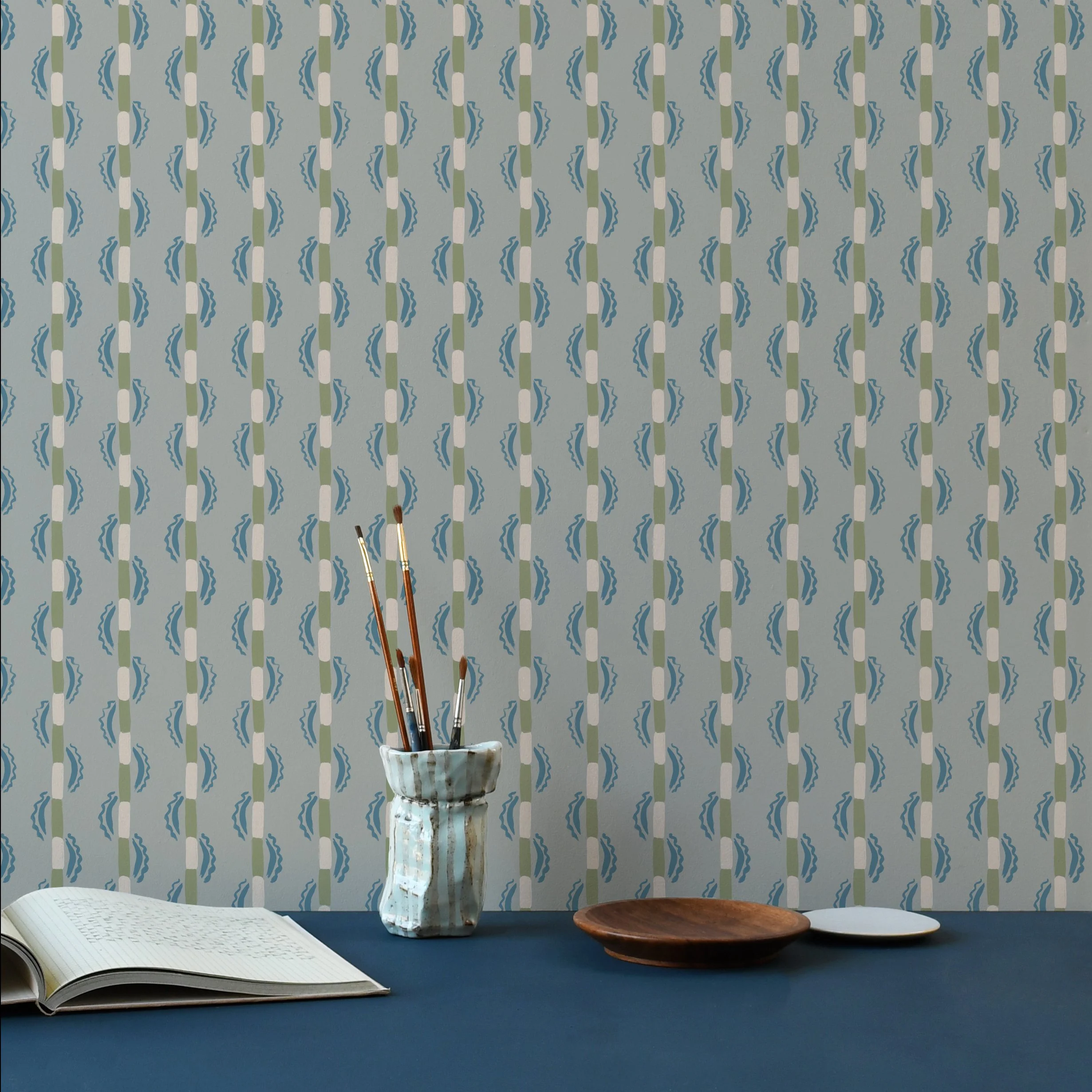 Susie Stripe Hosta Imogen Heath Wallpaper