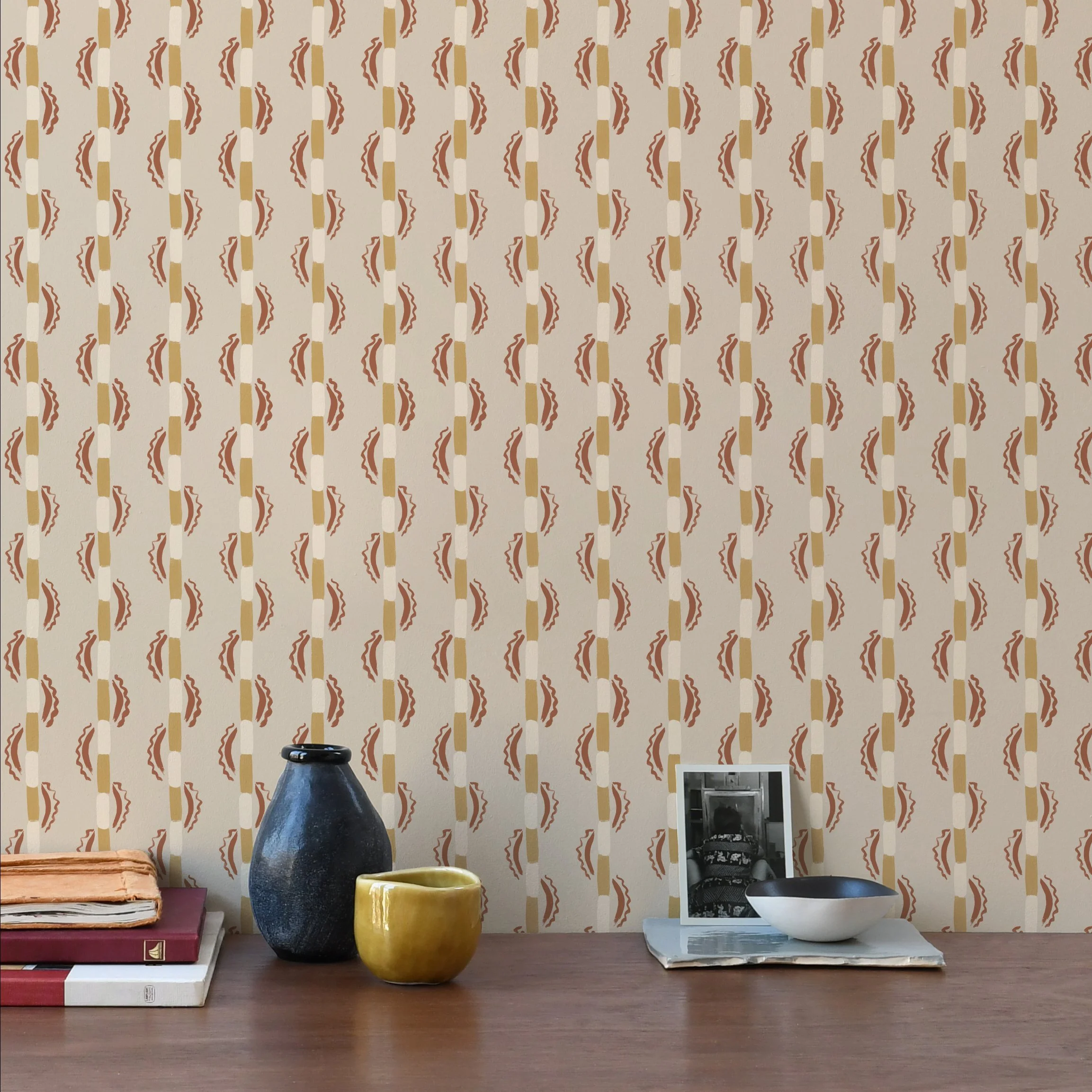 Susie Stripe Saffron Imogen Heath Wallpaper