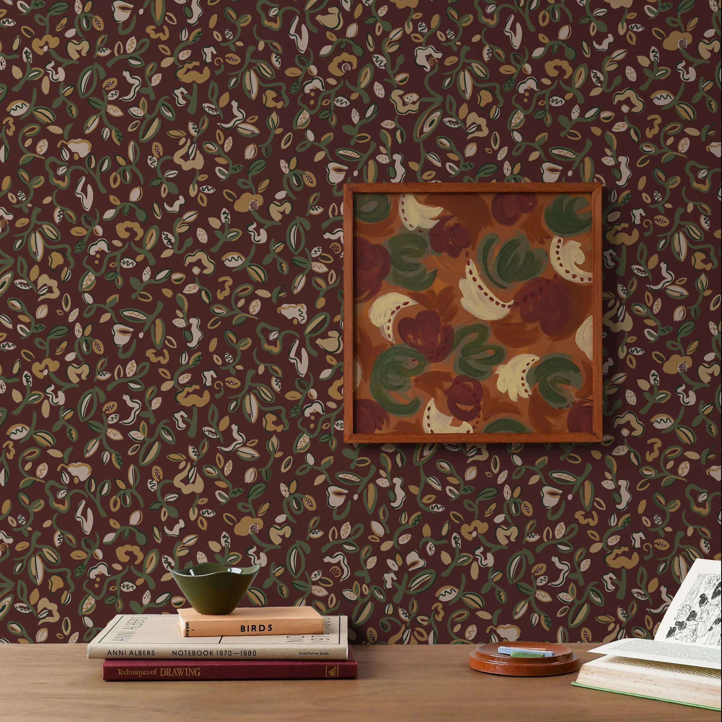 Betty In Bloom Chestnut Imogen Heath Wallpaper