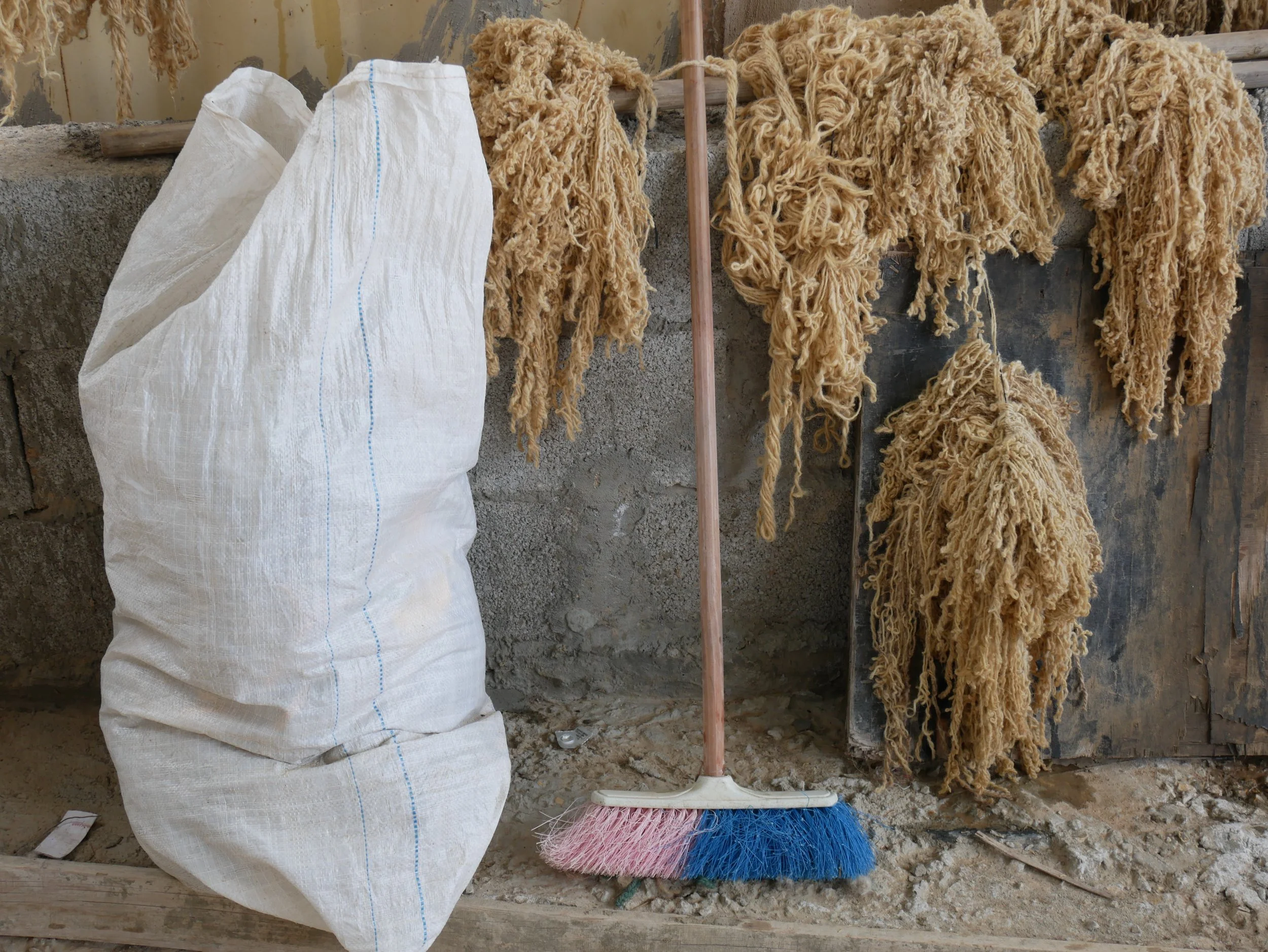 Wool hanging to dry