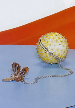 Butterfly on Flower head purse As seen in Vogue Japan Sterling silver, silk and copper Diameter 70mm Made to order POA