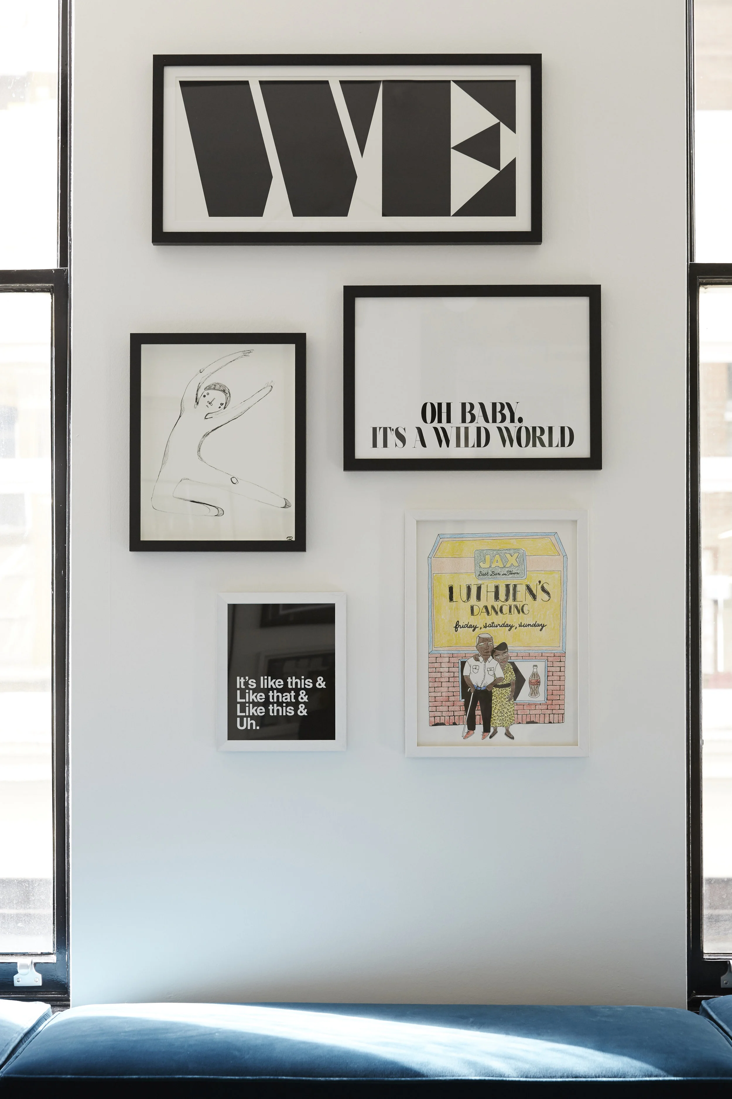ALR Music | Soho Cluster wall - Drawings and Screenprints on Paper Interior Design: Barlow & Barlow