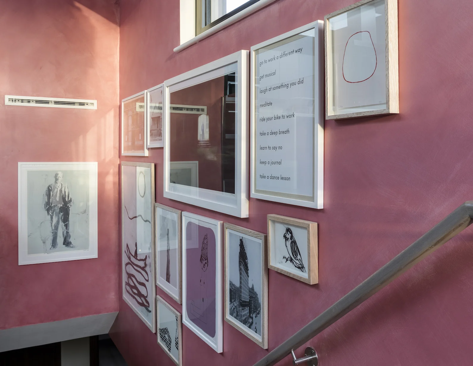 Penthouse | Barbican Stairwell Cluster Wall - Charcoal, Screenprints, Photography and Painting on Paper Interior Design: Louisa Penn