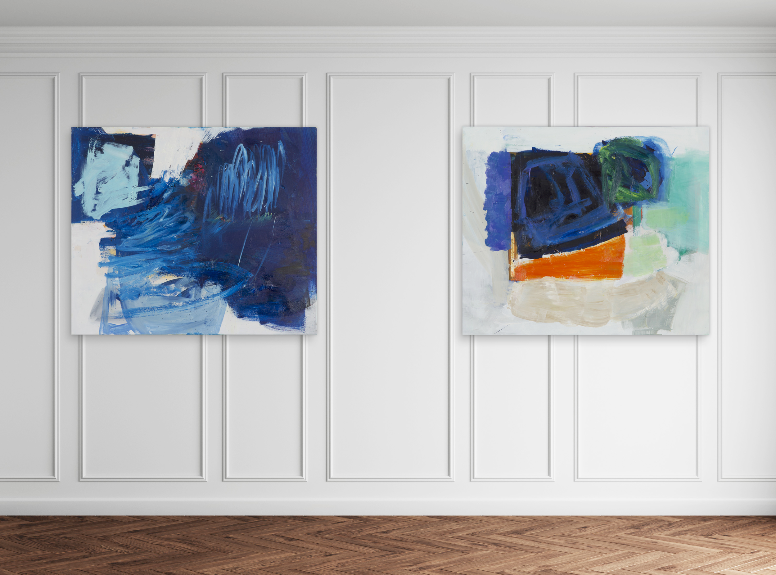 Private Residence | KnightsbridgeSitting Room - Series of Oil Paintings on CanvasInterior Design: Barlow & Barlow