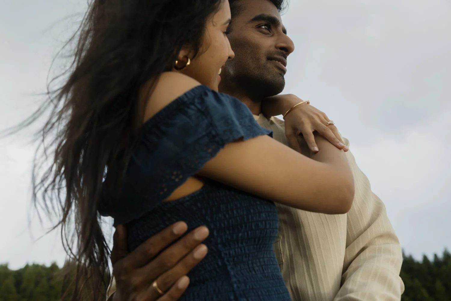 romantic portrait of an engaged couple in São Miguel Azores