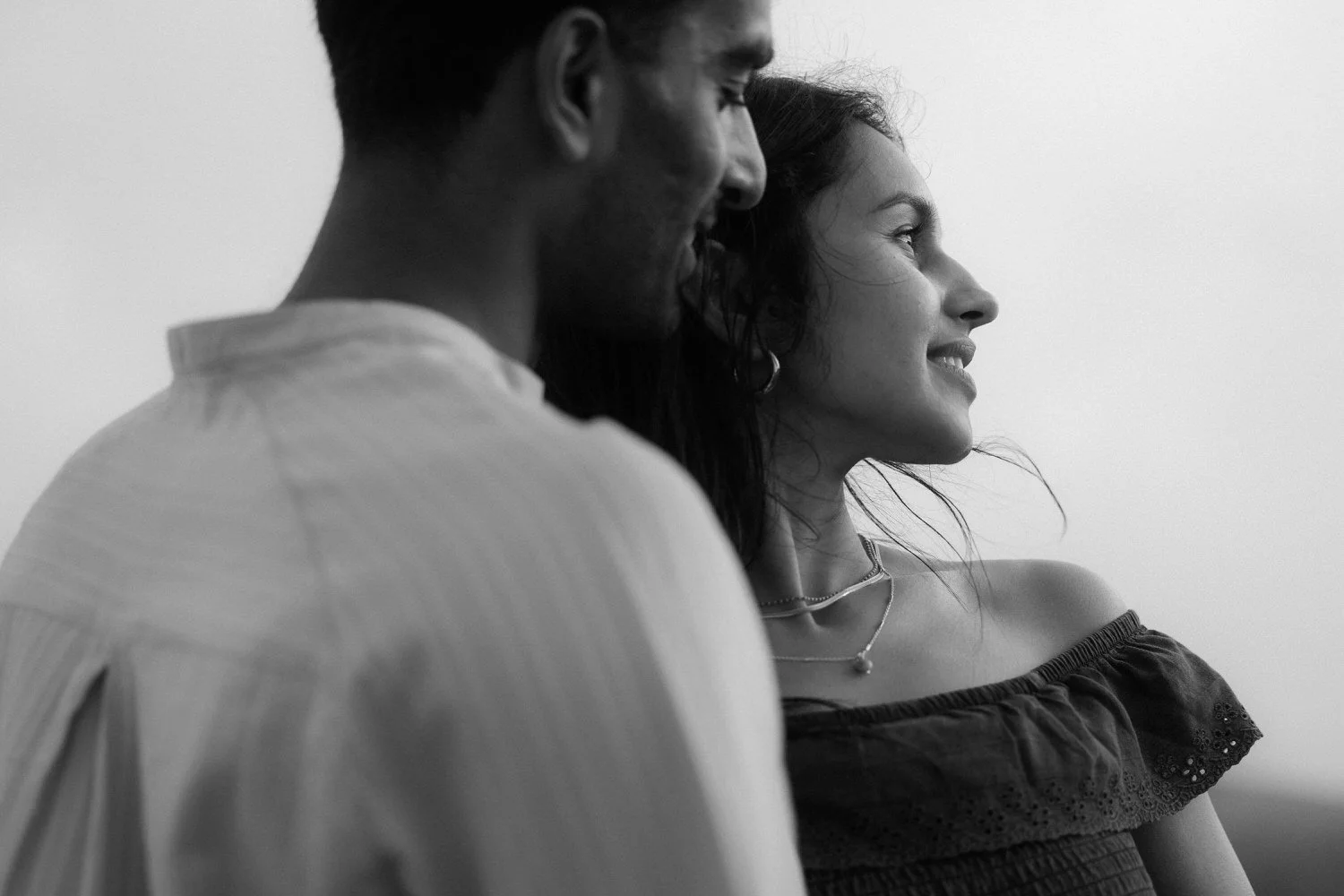 intimate black and white portrait of a couple after their engagement in the Azores