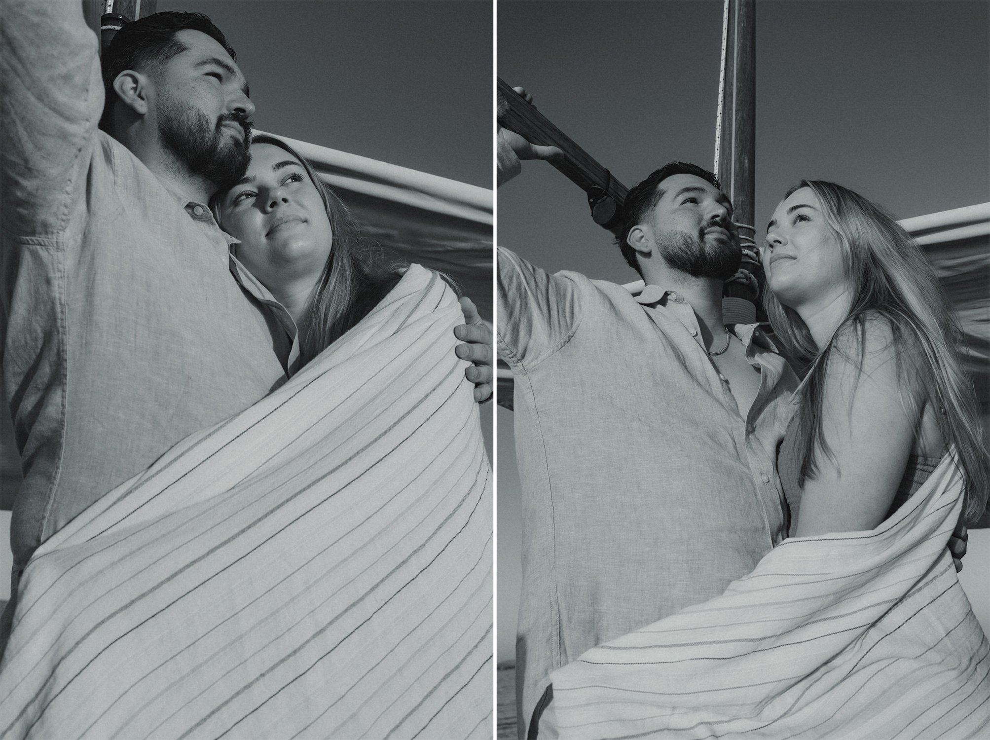Couple enjoying a private sailing experience before their Mallorca elopement