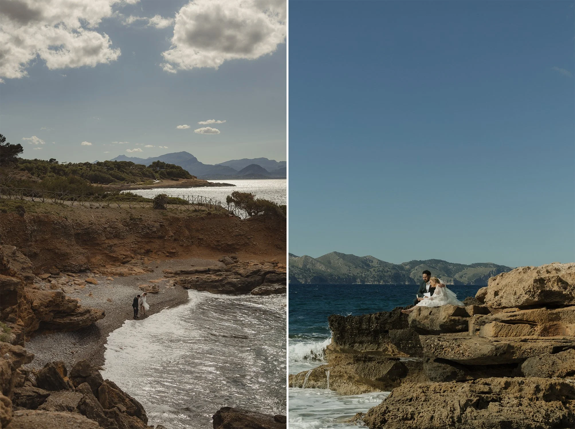 Exploring hidden beaches as part of a Mallorca elopement experience