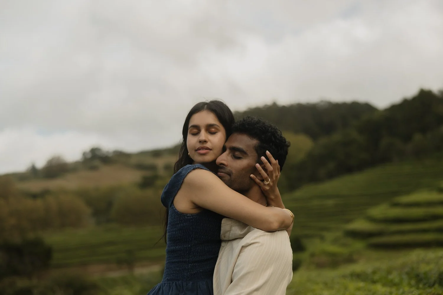 Romantic couple embracing in Gorreana tea plantation São Miguel Azores