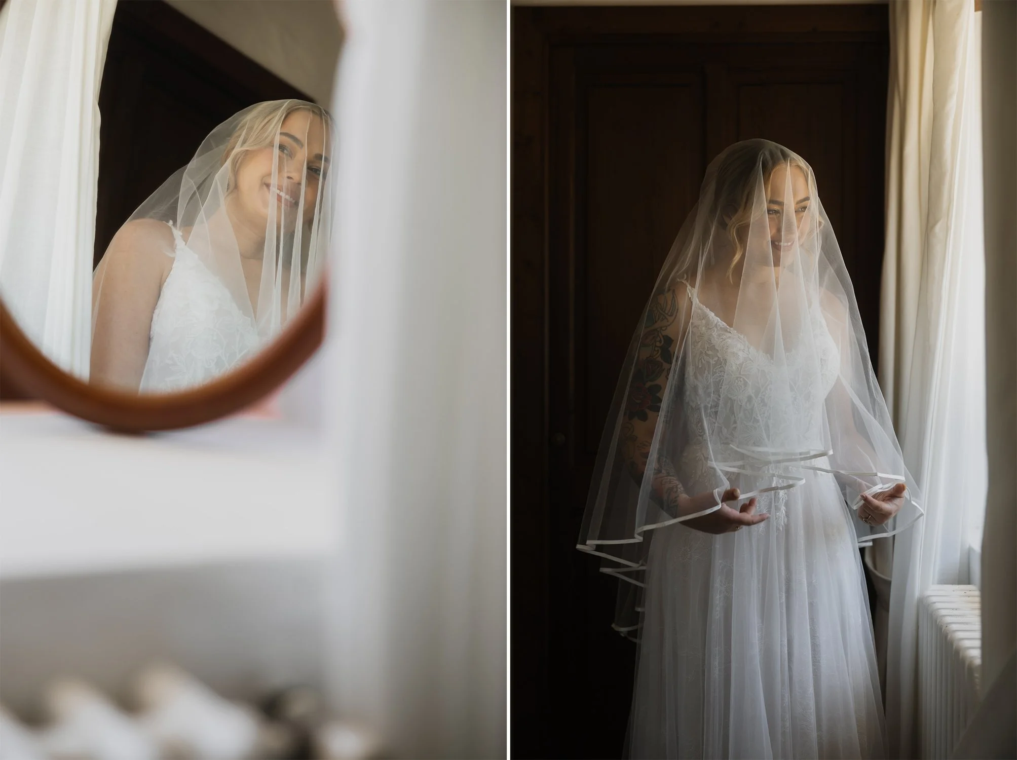 Bride getting ready for an intimate Mallorca elopement ceremony