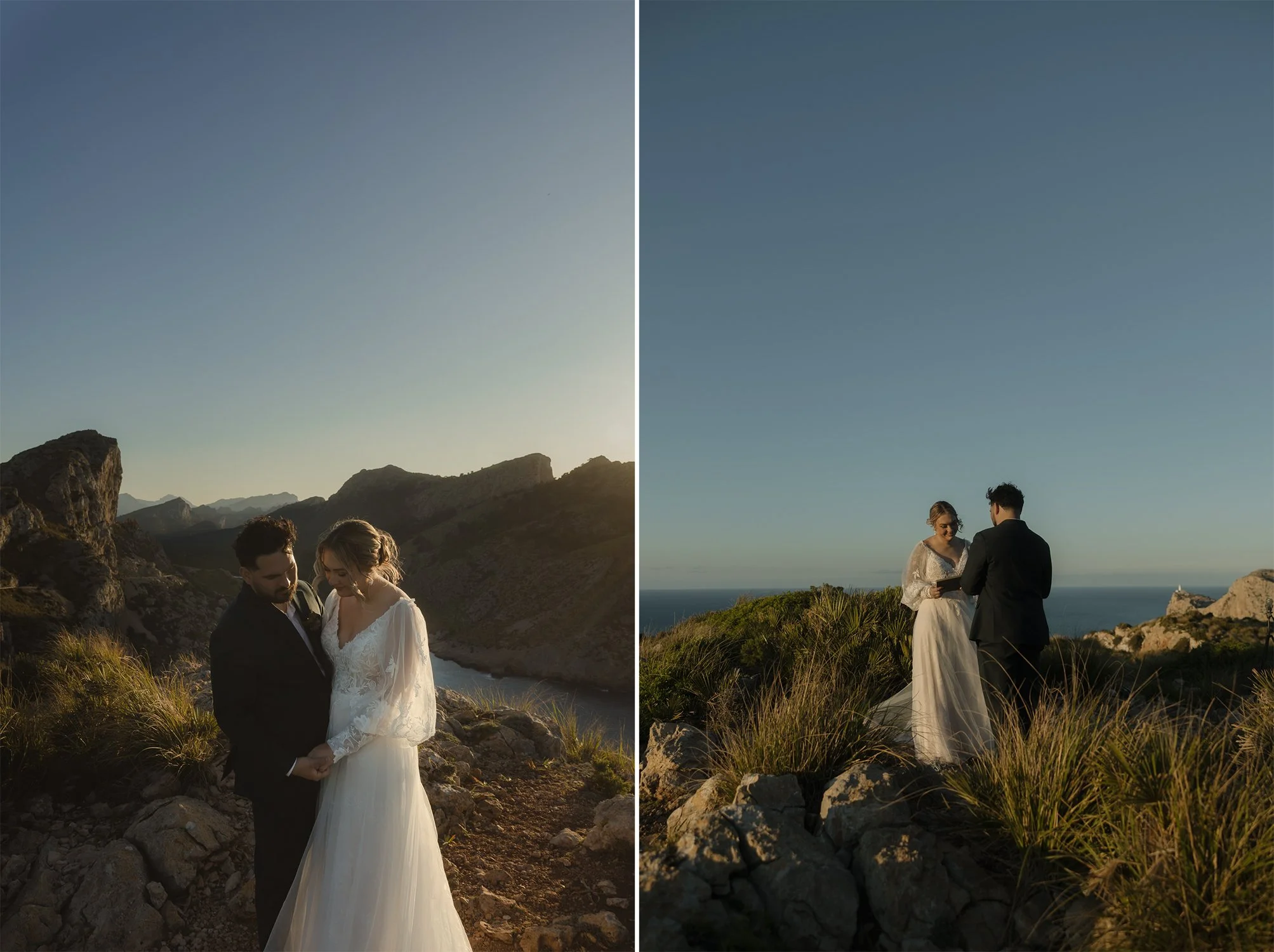 Intimate Mallorca elopement ceremony with personal vows at Cap de Formento