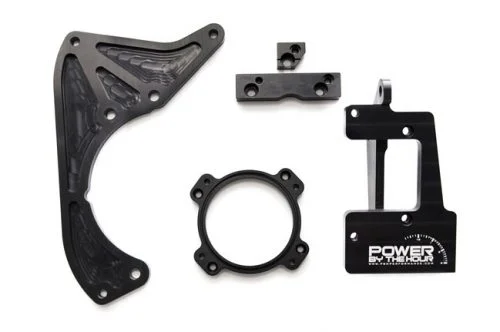 These brackets are a true god send when it comes to doing an coyote engine swap in your foxbody. The fit and finish is truly amazing, and allowed us to run a/c and p/s in our swap.