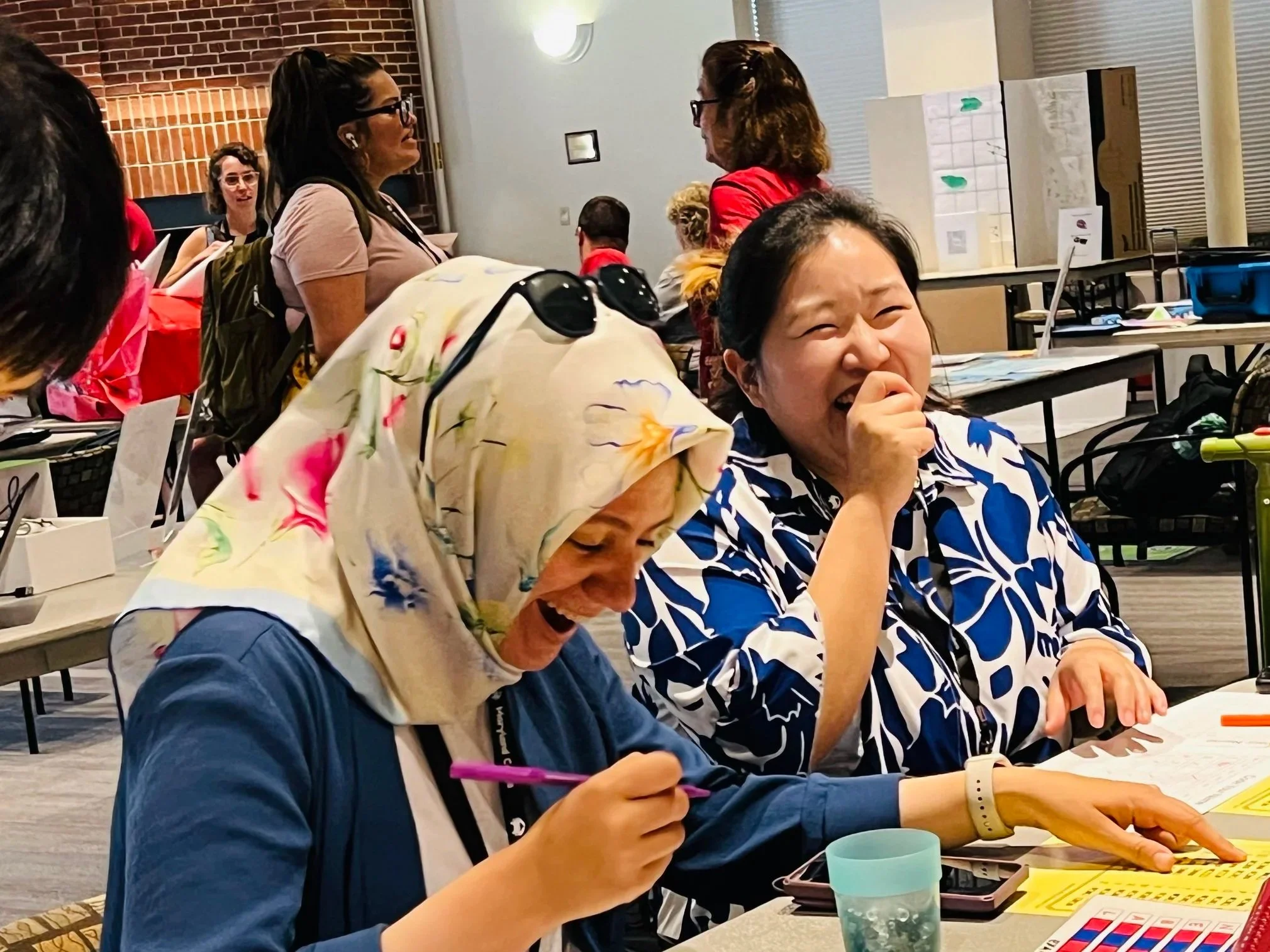 two women laughing